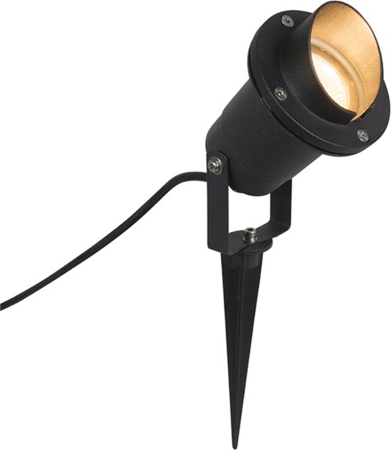 QAZQA done - Moderne Priklamp | Prikspot buitenlamp - 1 lichts - L 130 mm - Zwart - Buitenverlichting