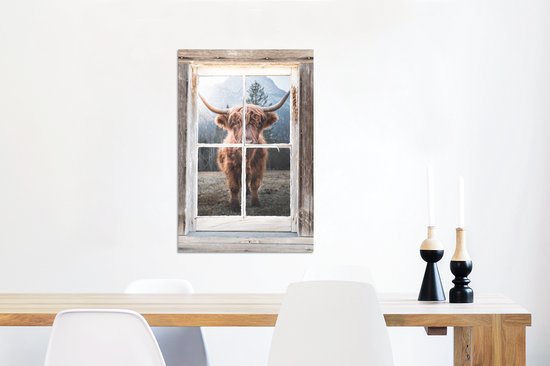 Décoration murale Métal - Peinture Aluminium - Highlander écossais - Vache - Transparent - 60x90 cm