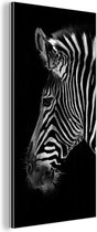 Wanddecoratie Metaal - Aluminium Schilderij Industrieel - Zebra - Wilde dieren - Zwart - 40x80 cm - Dibond - Foto op aluminium - Industriële muurdecoratie - Voor de woonkamer/slaapkamer
