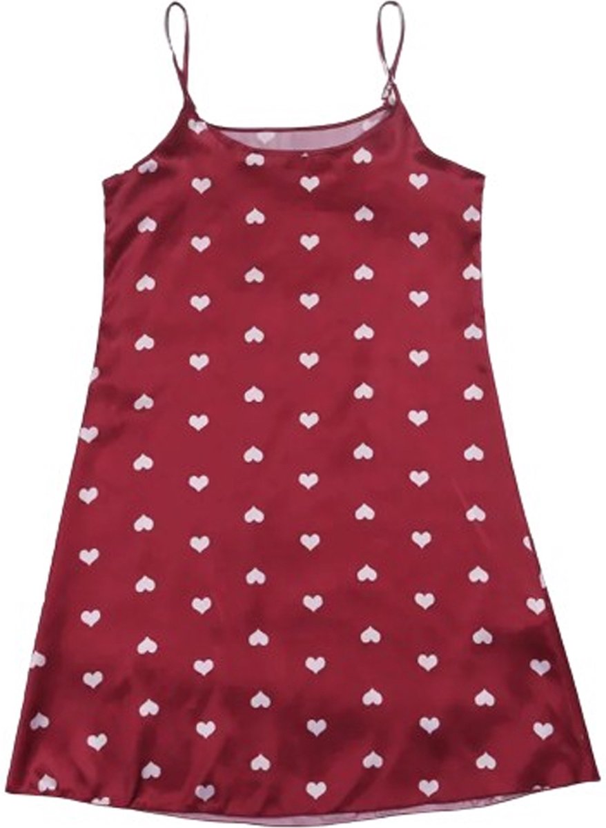 Goedkoopste Hartjes nachtjapon Love deluxe - Nachtkleding - Satijn - Erotische jurk - Pyjama - Uitdagend en goede kwaliteit