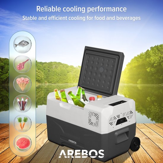 AREBOS Compressor Koelbox - Koelbox Elektrisch 12V 230 Volt - Koelbox Auto - 27L - Temperatuurregeling via APP of LCD-touchscreen - met wielen van AREBOS — afbeelding 3