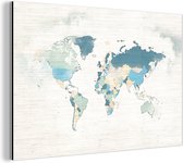 Wanddecoratie Metaal - Aluminium Schilderij Industrieel - Wereldkaart - Pastel - Textiel - 60x40 cm - Dibond - Foto op aluminium - Industriële muurdecoratie - Voor de woonkamer/slaapkamer