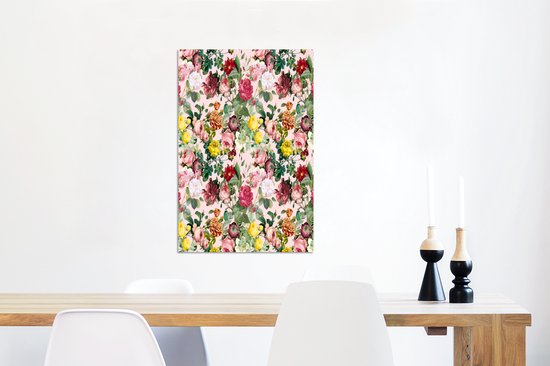 Décoration murale Métal - Peinture Aluminium Industrielle - Fleurs - Roses - Rose - 40x60 cm - Dibond - Photo sur aluminium - Décoration murale industrielle - Pour le salon / chambre