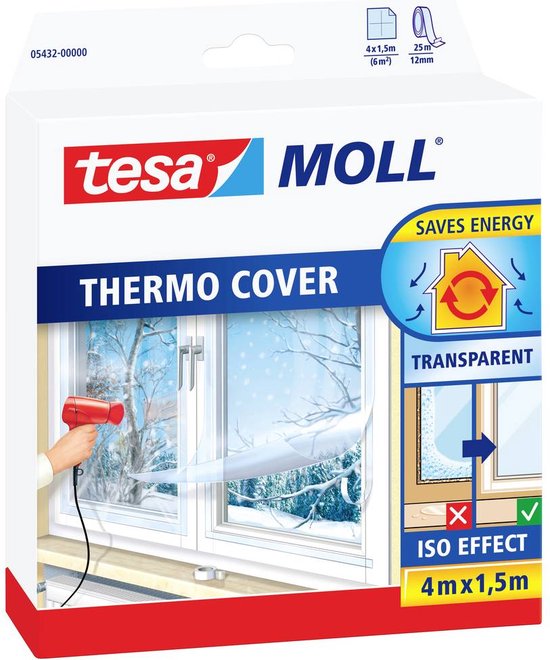 Tesa tesamoll thermo cover PE raamisolatie folie - 4 x 1,5 meter - Tesa