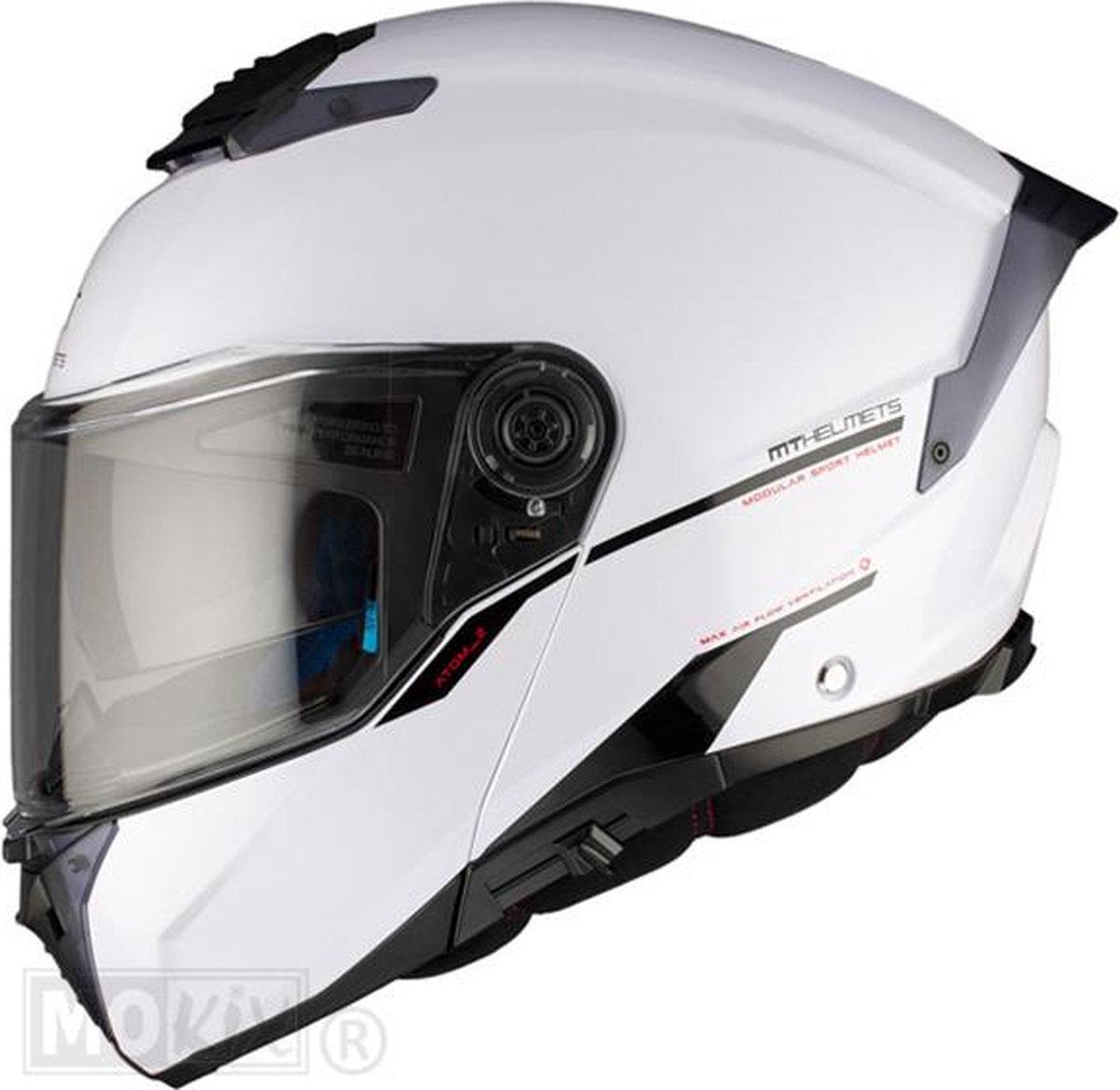 MT Systeemhelm Atom II glans wit maat XL