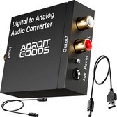 AdroitGoods Digitaal naar Analoog audioconverter - 192 kHz Audio Adapter voor Toslink naar RCA R/L - Met Optische Kabel en Voedings Adapter