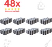 Theedoeken - Horeca Kwaliteit - Katoenenen Theedoeken set - 48 x - Blauw Wit - Ophang Lus