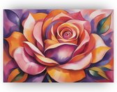 Roos - Bloemen schilderijen - Schilderij op canvas roos - Woonkamer decoratie industrieel - Schilderijen op canvas - Woonaccessoires - 60 x 40 cm 18mm