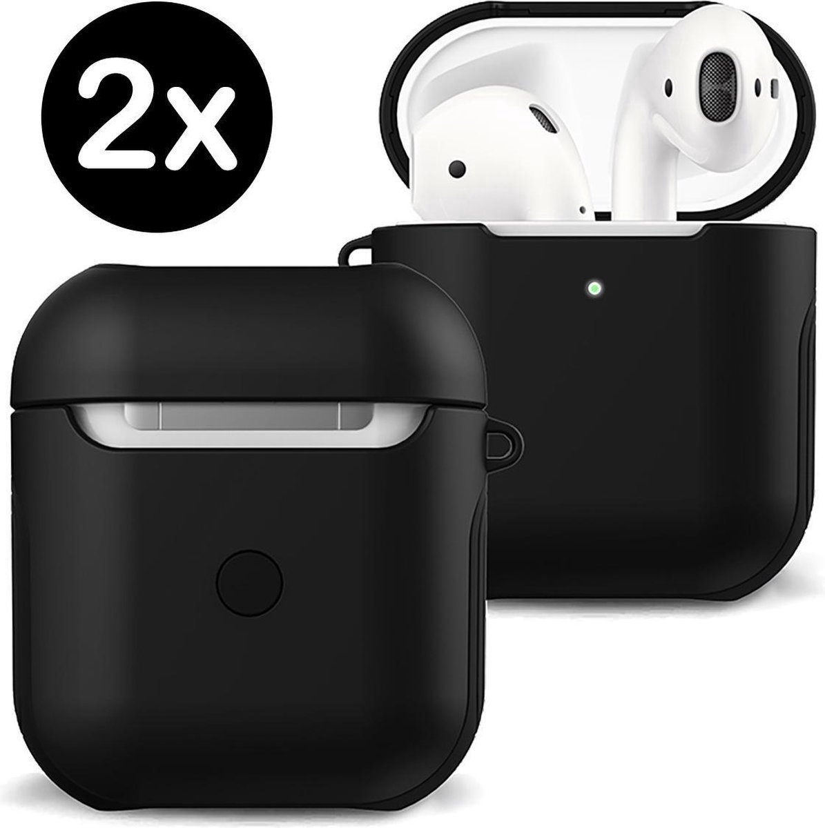 Case Geschikt voor Airpods Pro Hoesje Hoes Hard Cover - Hoesje Geschikt voor Apple Airpods Pro Case - Zwart - 2 PACK