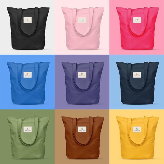 Jute tas - stijlvolle boodschappentas met ritssluiting en binnenzak - stoffen tas met lang handvat - perfecte tas als tote tas, schoudertas, shopper dames groot - 