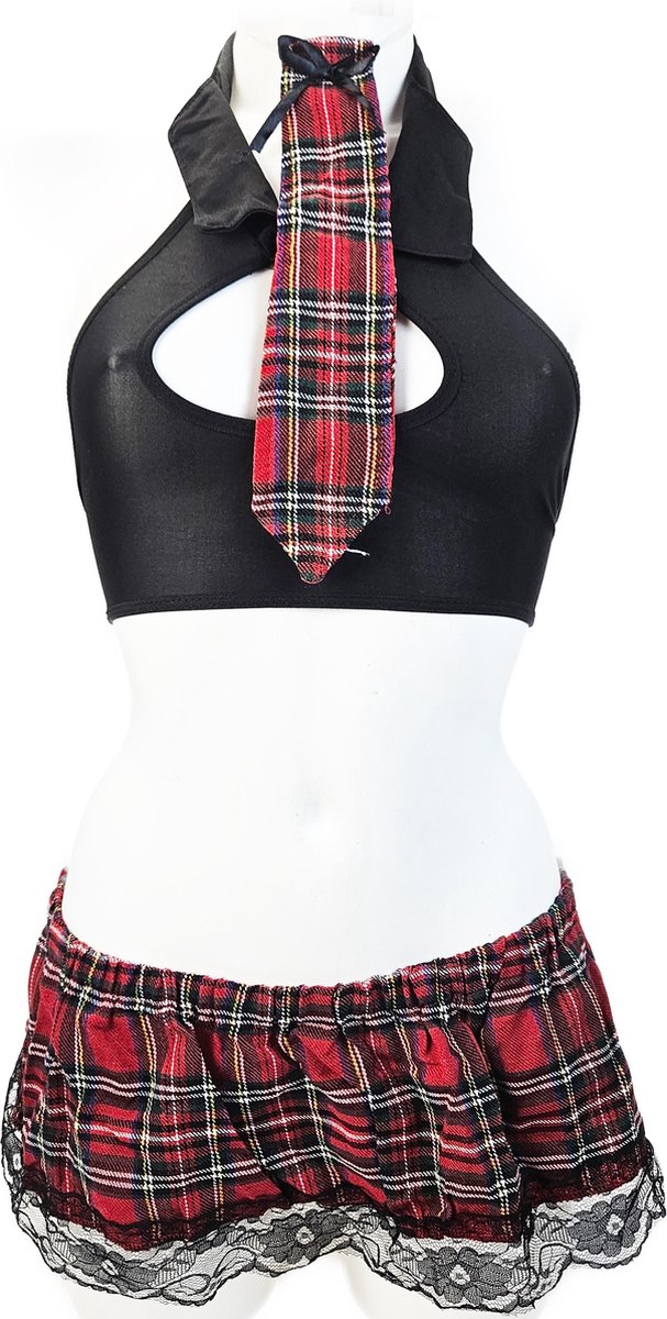 Goedkoopste BamBella ® Sexy erotische uniform - Maat M/L - Schoolmeisje Rollenspel kleding outfit dames