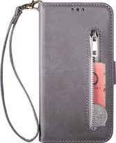 Luxe Telefoonhoesje geschikt voor Samsung Galaxy S24 | Hoogwaardig Leren Bookcase | Lederen Wallet Case | Pasjeshouder | Grijs