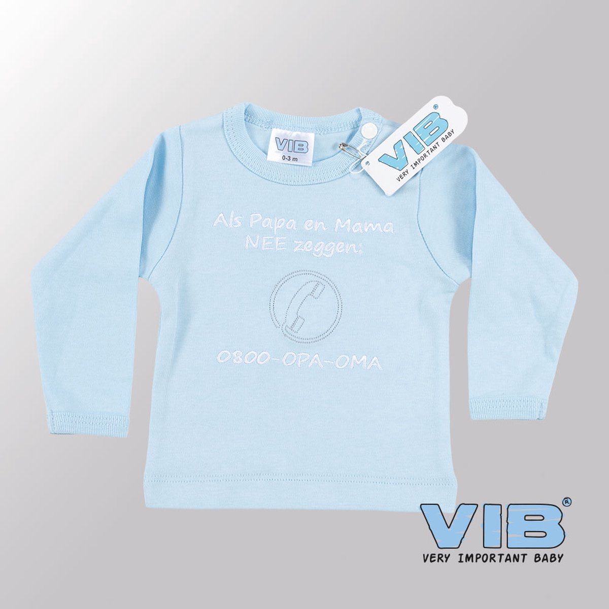 VIB® - Baby T-Shirt Als Papa en Mama Nee zeggen - 0800-Opa-Oma (Blauw)-(3-6 mnd) - Babykleertjes - Baby cadeau