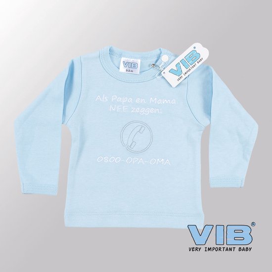 VIB® - Baby T-Shirt Als Papa en Mama Nee zeggen - 0800-Opa-Oma (Blauw)-(3-6 mnd) - Babykleertjes - Baby cadeau