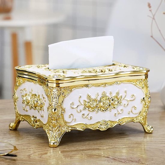 Handkerchief Box, Cosmetic Towel Box, Retro Tissue Box, European Tissue Box, Cosmetic Towel Dispenser, Acrylic Napkin Holder, Handkerchief Box, Luxury European Style, for Office, Car, Bathroom (Blue