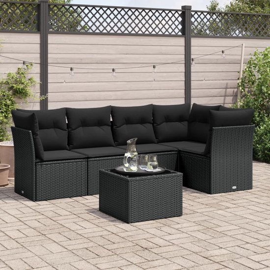 vidaXL-6-delige-Loungeset-met-kussens-poly-rattan-zwart