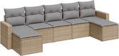 Ensemble de salon vidaXL 7 pièces - Beige - Incl. Coussins Salon de jardin - Set de salon - Décoration extérieure - Salon de jardin