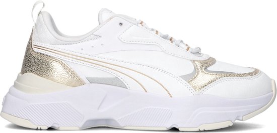 PUMA Cassia Metallic Shine Dames Sneakers - PUMA White-PUMA Gold-PUMA Silver-Vapor Gray - Maat 40