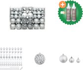 vidaXL Ensemble de boules de Noël 100 pièces 3/4/6 cm Crochets pour boules de Noël argentés avec kit d'entretien