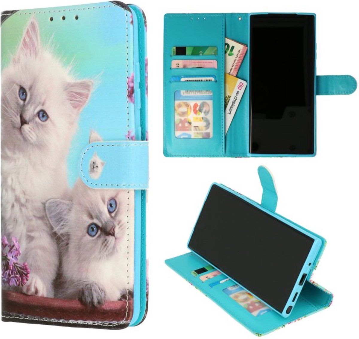 Cityhoesje– Bookcase – Geschikt voor Samsung S24 Plus-S25 PLUS – Print Kittens wit