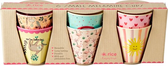 Rice melamine drinkbekerset kinderen, Funky Prints, medium, 6 stuks