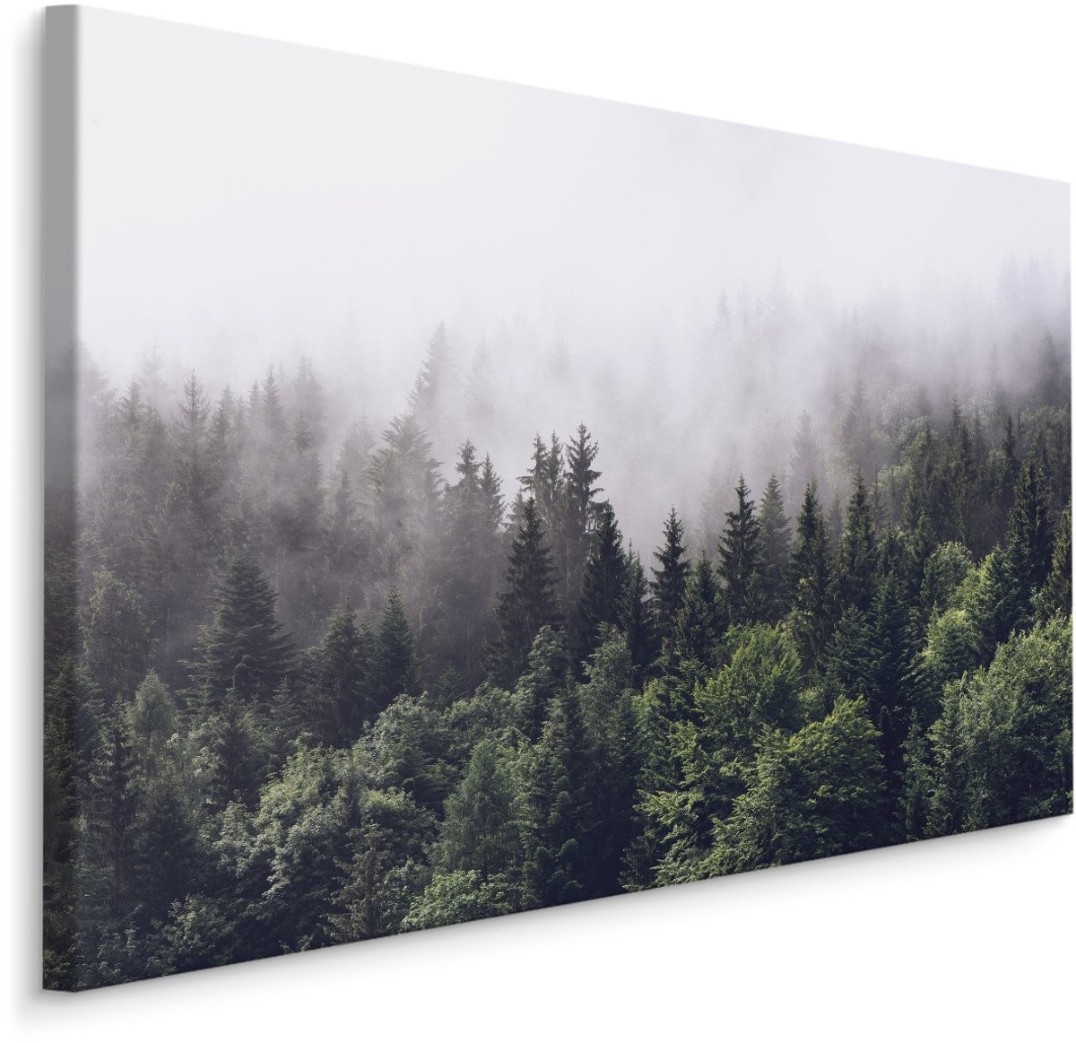karo-art Schilderij - Mistig in de bergen, groen/grijs, 4 maten, premium print Multikleur