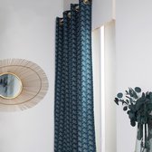 Oogjesgordijnen bloemmotief HOTEL TROPIK PALMERAIE - Blauw - 140x240 cm