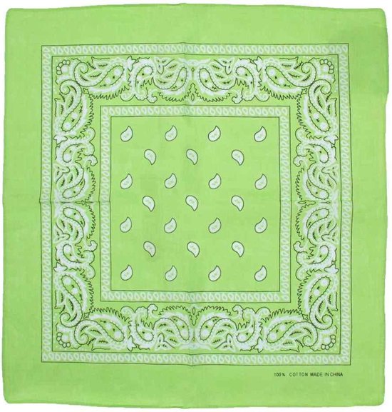 New Age Devi - "Lime groene Paisley Bandana - Boeren zakdoek van 100% katoen - Perfect voor carnaval - Multifunctioneel accessoire: hoofdband, sjaaltje en meer!"