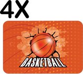 BWK Luxe Placemat - Basketball Door de Muur - Oranje - Set van 4 Placemats - 45x30 cm - 2 mm dik Vinyl - Anti Slip - Afneembaar