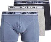 Jack & Jones Heren Boxershorts Trunks JACPETER Blauw/Grijs/Donkerblauw 3-Pack - Maat L