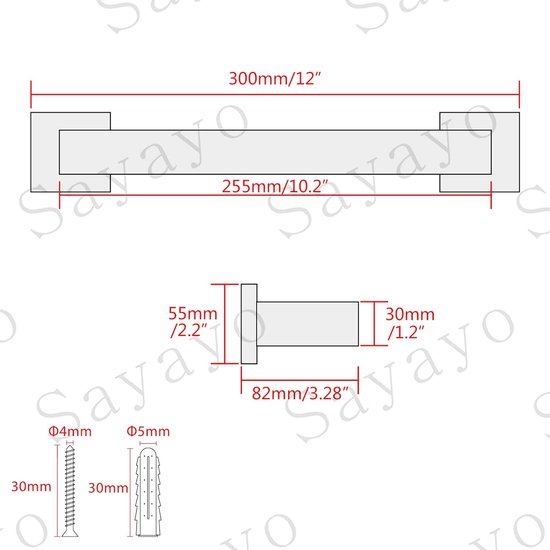SAYAYO Dubbele Handdoekrails SUS304 Rvs Badkamer Handdoekhouder Verchroomde Handdoekring Wandmontage 40CM, Ronde Bodem Mode, Gepolijst Afgewerkt, EGYT4002-C