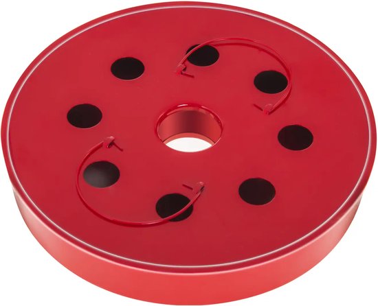 Rode ronde dop met zes gaten en metalen lussen, voor pijpreinigingsmachine.
