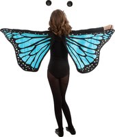 Vlinder verkleed set - vleugels en diadeem - blauw - kinderen - carnaval verkleed accessoires