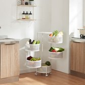 Bol.com Keukentrolley Steigen met 5 manden rond staal 895xØ33 cm wit aanbieding