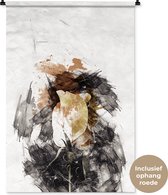 Wandkleed BloemenKerst illustraties - Bloem in abstracte verf Wandkleed katoen 90x135 cm - Wandtapijt met foto