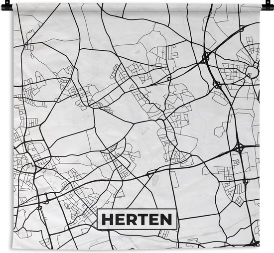 Wandkleed - Wanddoek - Plattegrond - Kaart - Herten - Stadskaart - 120x120 cm - Wandtapijt