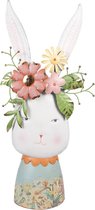 Clayre & Eef Pot de fleurs Lapin 62 cm Blanc Fer Figurine décorative