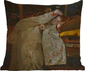 Buitenkussens - Tuin - Meisje in witte kimono - Schilderij van George Hendrik Breitner - 40x40 cm