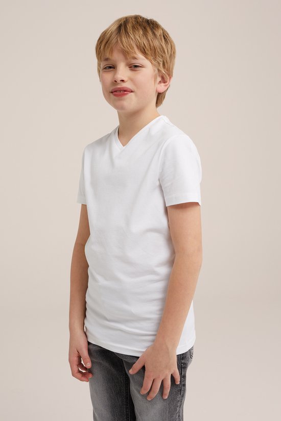 WE Fashion Jongens basic T-shirt met V-hals