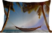 Buitenkussens - Tuin - Palmbomen op een tropisch strand met een hangmat - 60x40 cm