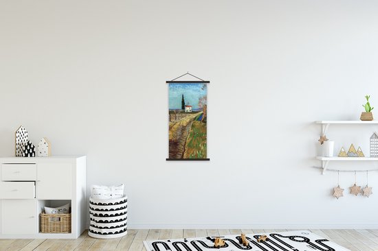 Affiche scolaire - Chemin dans un champ de saules - Vincent van Gogh - 40x80 cm - Lattes noires