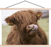 Posterhanger incl. Poster - Schoolplaat - Schotse Hooglander - Bruin - Koe - 120x90 cm - Blanke latten