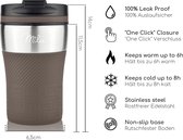 thermobeker - 210 ml 100% lekvrij - isoleerbeker, koffiebeker to go, drinkbeker van roestvrij staal - autobeker dubbelwandige isolatie - reismok - Travel mug - Bruin
