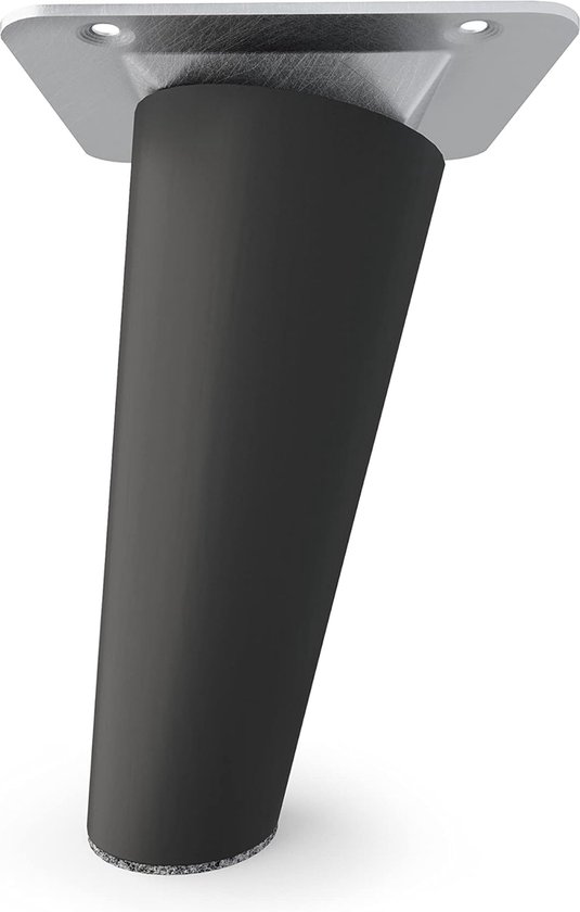 Pieds De Meuble En Bois - Clif Round | Noir Mat | Hauteur: 12 Cm | Hmf1