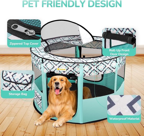 Akinerri Huisdier box draagbare opvouwbare box voor hond/kat/puppy oefening kennel honden katten binnen/buiten verwijderbare mesh schaduw cover