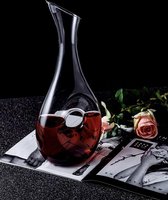 Karaf, 1,2 l rode wijnkaraf, kristalglas wijnkaraf wijngeschenken, wijnaccessoires, met stijlvolle siliconen pad, 1,2 l