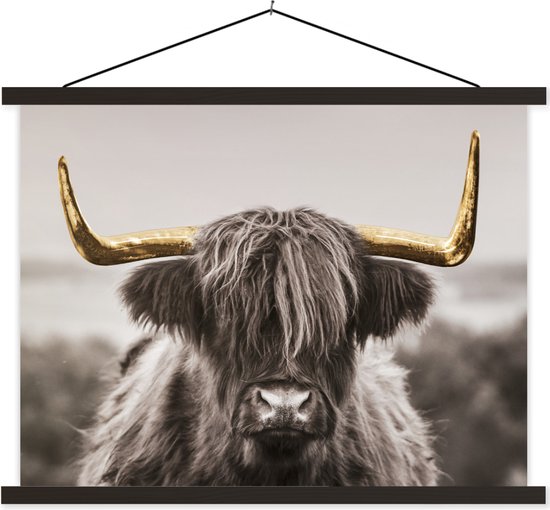 Affiche scolaire - Highlander écossais - Zwart - Wit - Or - 150x113 cm - Lattes noires