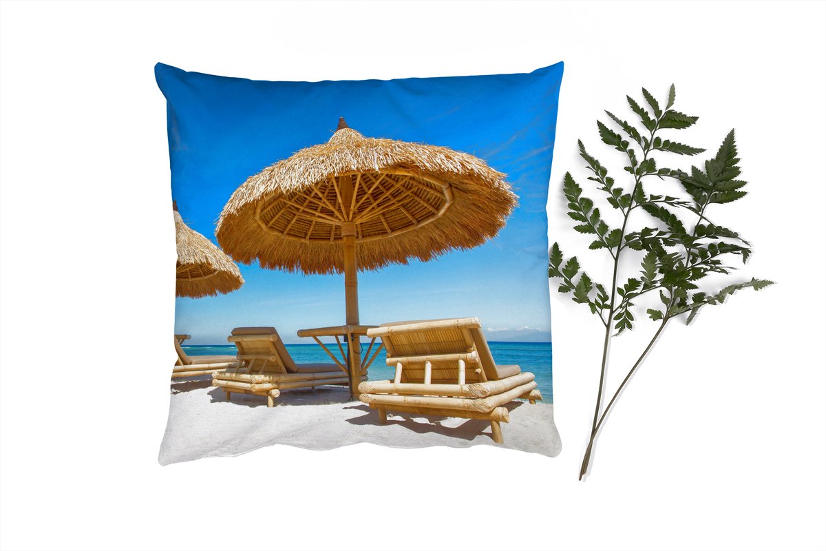 Sierkussens - Kussentjes Woonkamer - 45x45 cm - Strandstoel - Strand - Parasol - Zee - Zom