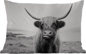 Buitenkussens - Tuin - Dieren - Schotse hooglander - Koe - Zwart - Wit - 50x30 cm