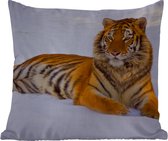 Buitenkussen Weerbestendig - Tijger - Sneeuw - Winter - Dieren - 50x50 cm